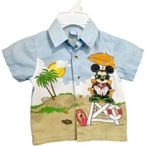 Disney Baby Button Down Micky Mikey Shirt‎ Size 18 m